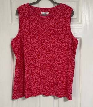 Chico's Women's Pink Coral Red 100%Cotton Tank Top Size 4 U.S. XXL